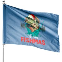 Merry Fishmas Christmas Fishing Lover House Flag — Decorative Flags