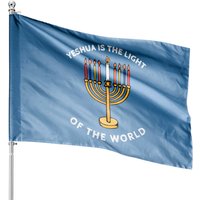 Yeshua Is The Light Of The World Hanukkah Menorah Candles Flag