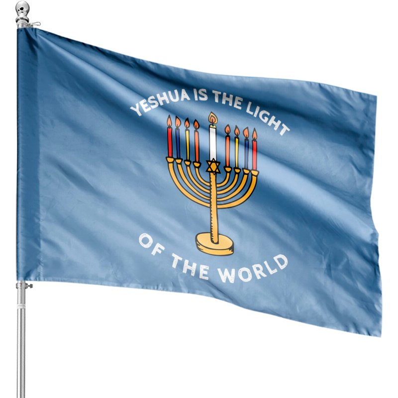 Yeshua Est La Lumière Du Monde Drapeau Maison Bougies Hanoukka — Drapeaux décoratifs