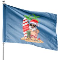 Christmas Santa Hawaiian Surfing House Flag