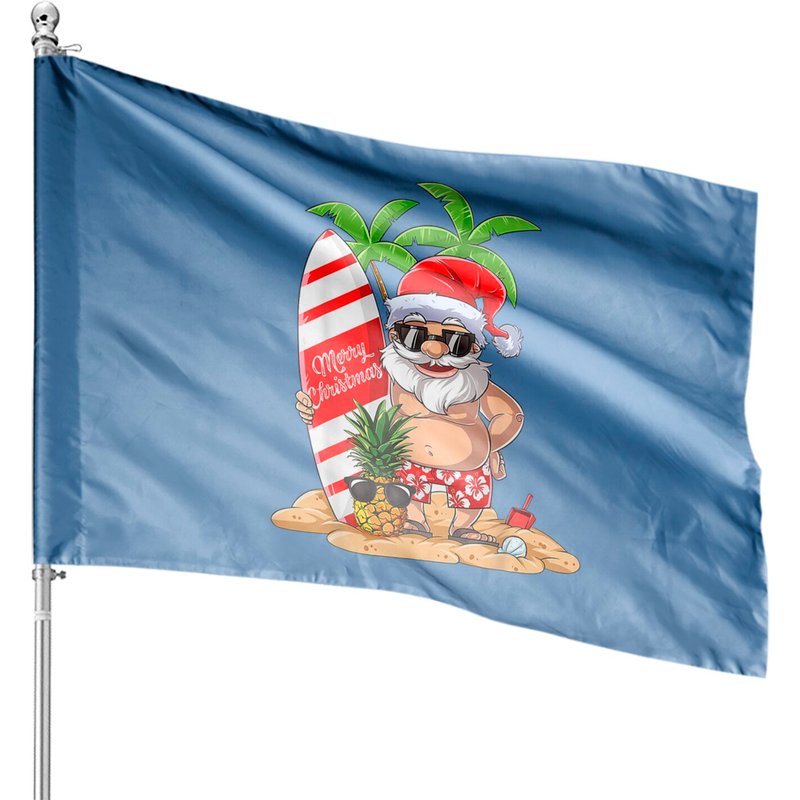 Christmas Santa Hawaiian Surfing House Flag — Decorative Flags