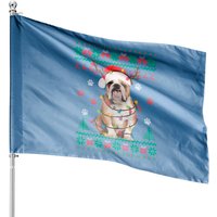 English Bulldog Christmas Lights Santa House Flag — Decorative Flags