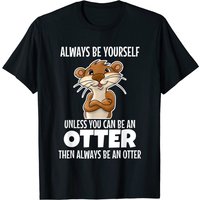 T-shirt Otter Happy Toujours Sois Toi-Même pour Hommes en Noir — T-shirts pour hommes