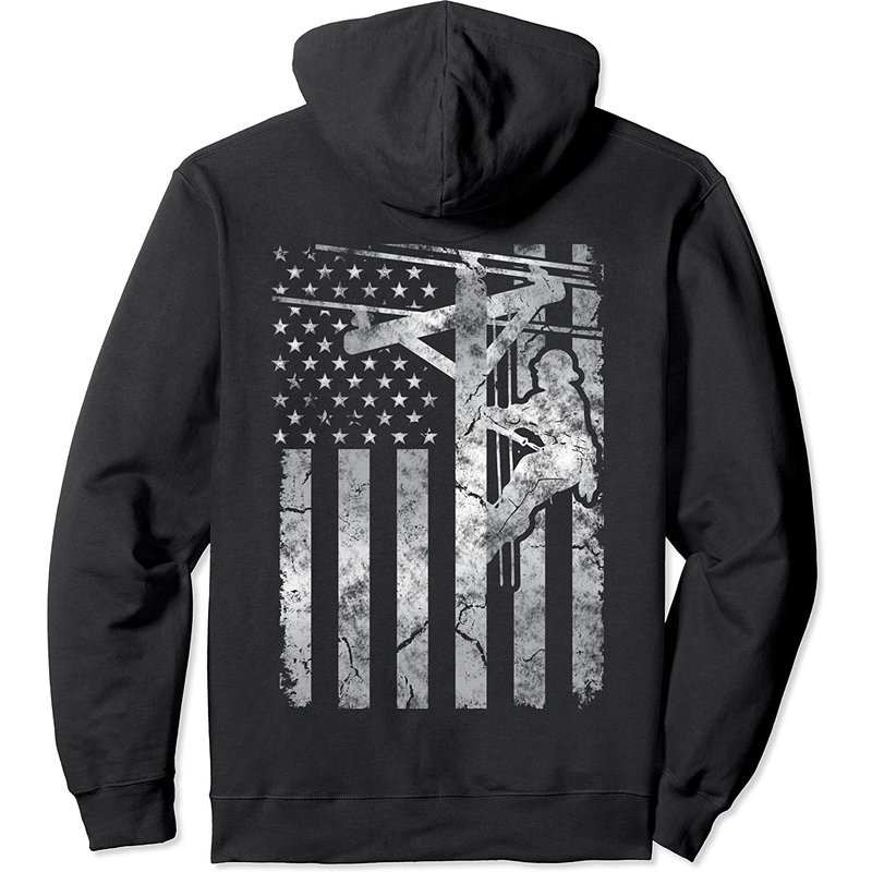 Hoodie Drapeau Lineman Distressed Patriotique Câble Électrique — Sweats à capuche pour hommes