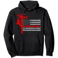 Lineman Flag Hoodie American Flag Pullover for Men