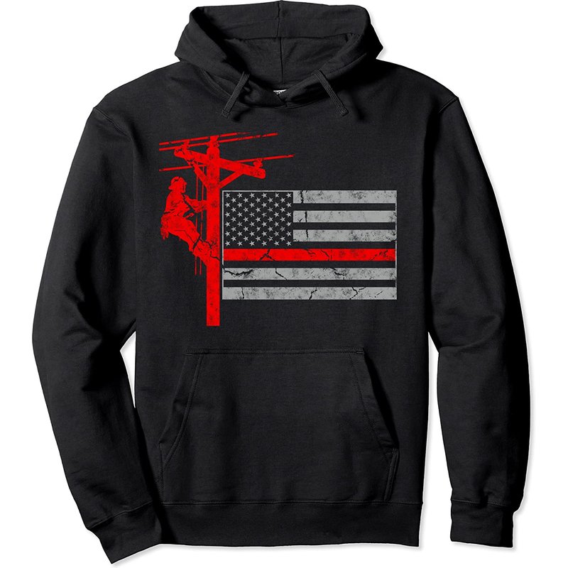 Hoodie Lineman Drapeau Américain pour Hommes — Sweats à capuche pour hommes