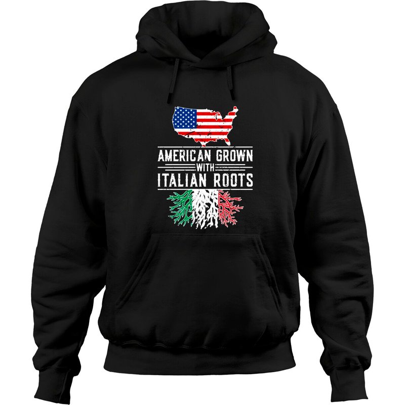 Hoodie Drapeau Américain-Italien avec Design Italie et Carte des États-Unis — Sweats à capuche pour hommes