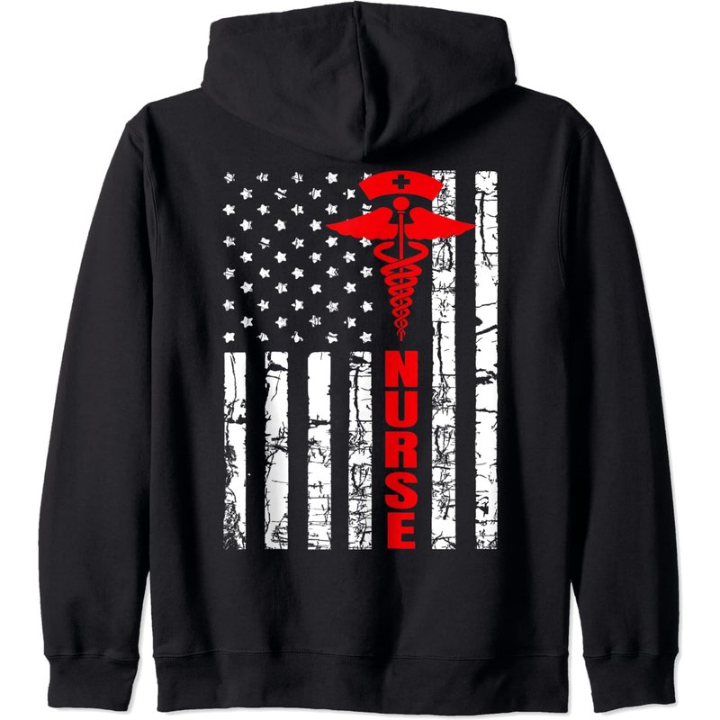 Hoodie Infirmier Drapeau Américain Vintage pour Unisexe — Sweats à capuche pour hommes