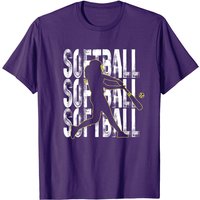 T-shirt Silhouette de Softball pour Hommes - Noir
