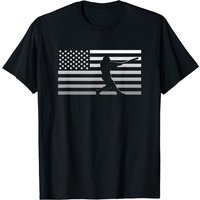 T-shirt Silhouette de Softball avec Drapeau Américain pour Hommes