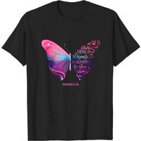 Christian Bible Verse Proverbs 31:25 Butterfly T-Shirt for Men — Mens T Shirts