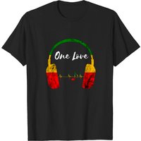 Rasta Reggae Music Headphones Jamaican Pride T-Shirt for Men