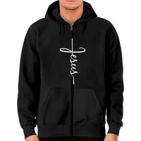 Haut à fermeture éclair Jésus Cross pour hommes, croyance chrétienne, noir unisexe — Sweats à capuche pour hommes