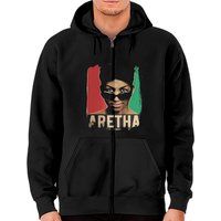 Hoodie zippé Aretha Franklin pour hommes - Manches courtes classiques