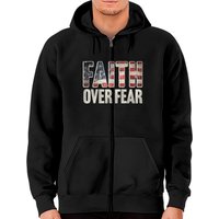 Hoodie Zippé Drapeau Chrétien Faith Over Fear pour Unisexe — Sweats à capuche pour hommes