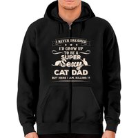 Hoodie zippé Homme Je n'ai jamais rêvé de devenir un sexy papa de chat — Sweats à capuche pour hommes