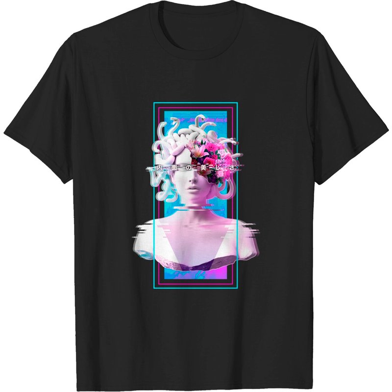 Vaporwave Medusa Statue T-Shirt for Men
