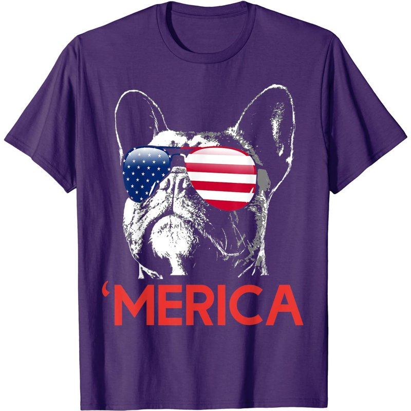 T-shirt Merica Bulldog Français Drapeau Américain 4 juillet pour hommes — T-shirts pour hommes