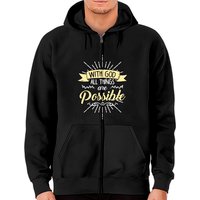 Hoodie Zippé Religieux - Avec Dieu Tout Est Possible — Sweats à capuche pour hommes