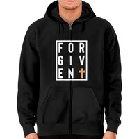 Forgiven Cross Jesus God Christian Faith Word Box Zip Hoodie