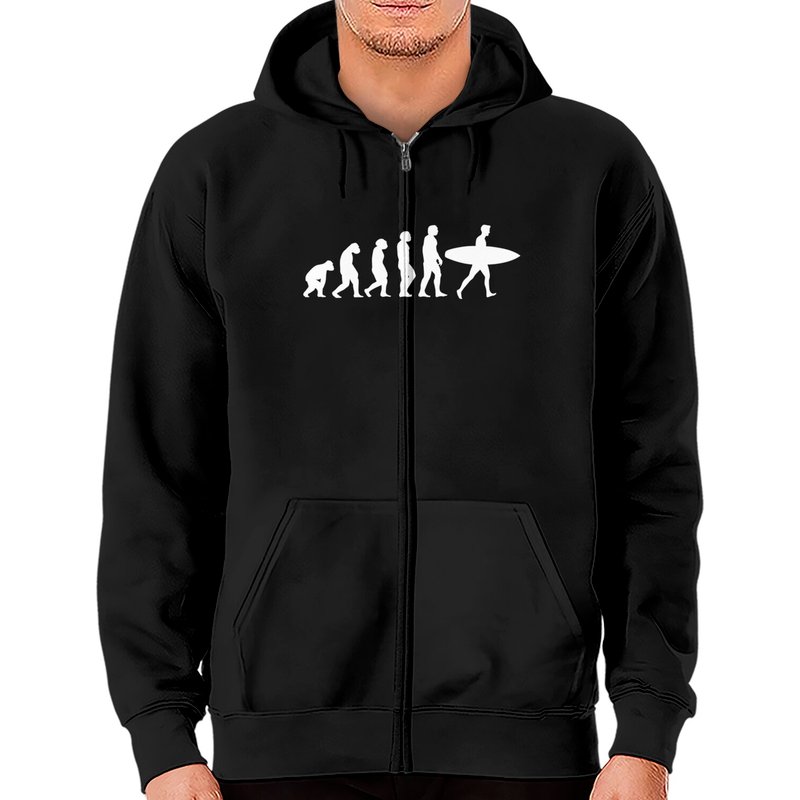 Evolution Of Surfing Surfer Zip Hoodie — Mens Hoodies