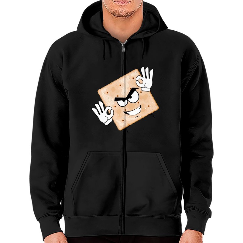 Salty Cracker Unisex Zip Hoodie in Black