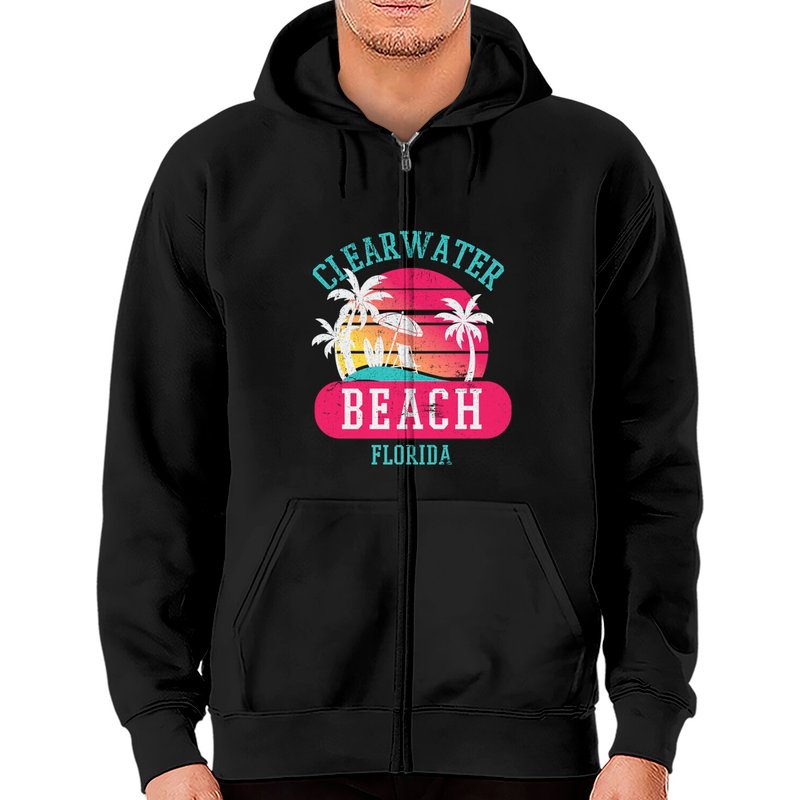Hoodie zippé Clearwater Beach Florida Sunset Beaches — Sweats à capuche pour hommes
