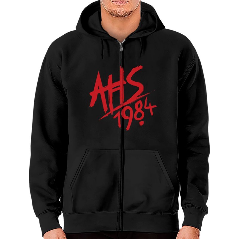 Haut à capuchon zippé American Horror Story : 1984 Logo pour unisexe — Sweats à capuche pour hommes