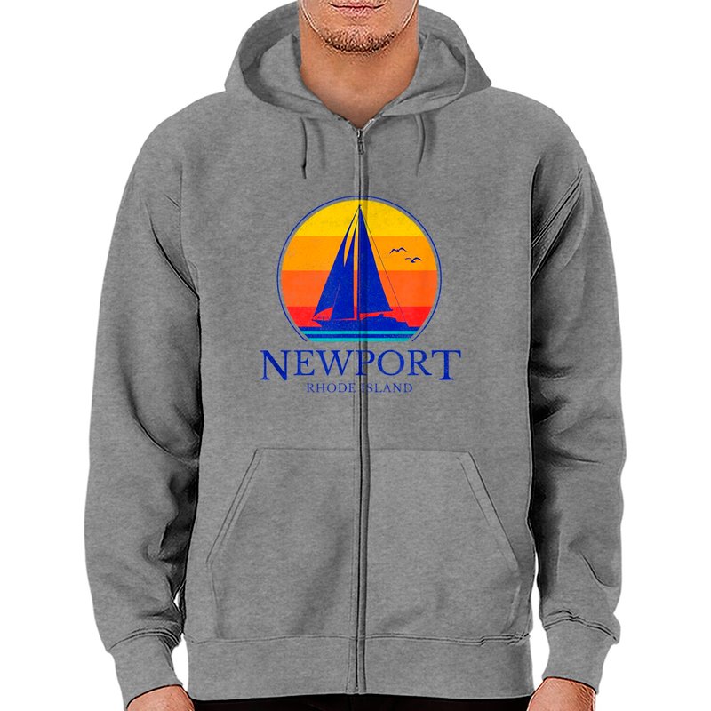 Haut à zip Vintage Newport Rhode Island Sailing — Sweats à capuche pour hommes
