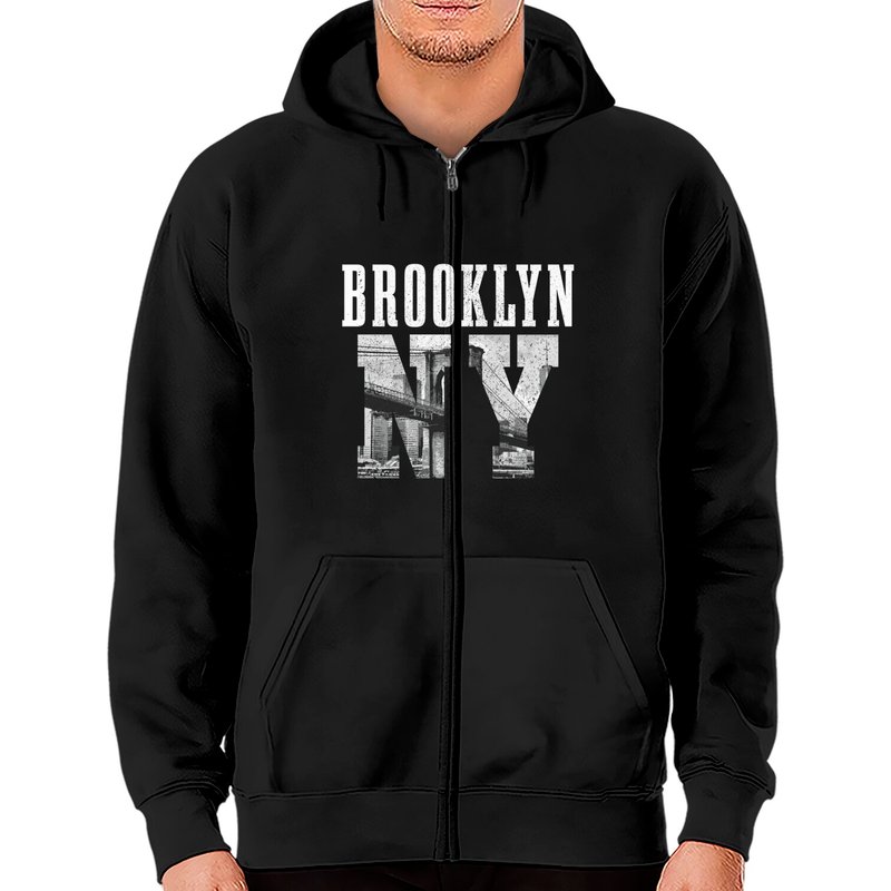 Hoodie zippé vintage Brooklyn Ny pour unisexe — Sweats à capuche pour hommes