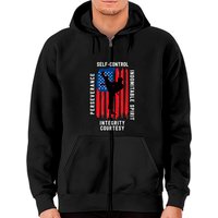 Hoodie zippé Taekwondo 5 Principes Drapeau USA pour Unisexe — Sweats à capuche pour hommes