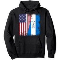 Half Honduran Flag Vintage Pullover Hoodie for Unisex