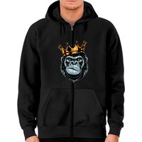 Gorilla King Alpha Zip Hoodie Unisexe en Noir — Sweats à capuche pour hommes