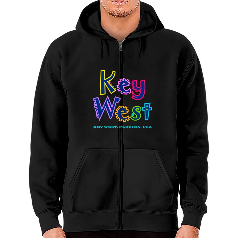 Hoodie zippé design tropical Key West Floride — Sweats à capuche pour hommes