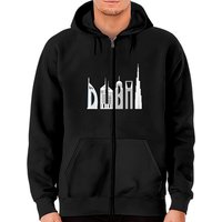 Hoodie à fermeture éclair typographique des bâtiments souvenirs de Dubaï — Sweats à capuche pour hommes