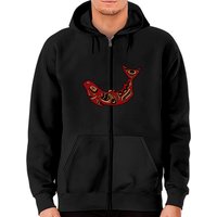 Hoodie zippé Totem de saumon indien d'Amérique du Nord du Pacifique — Sweats à capuche pour hommes