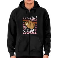 Haut à zip Sloth Girl pour unisexe en noir