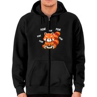 Hoodie Zippé Red Panda Unisexe en Noir