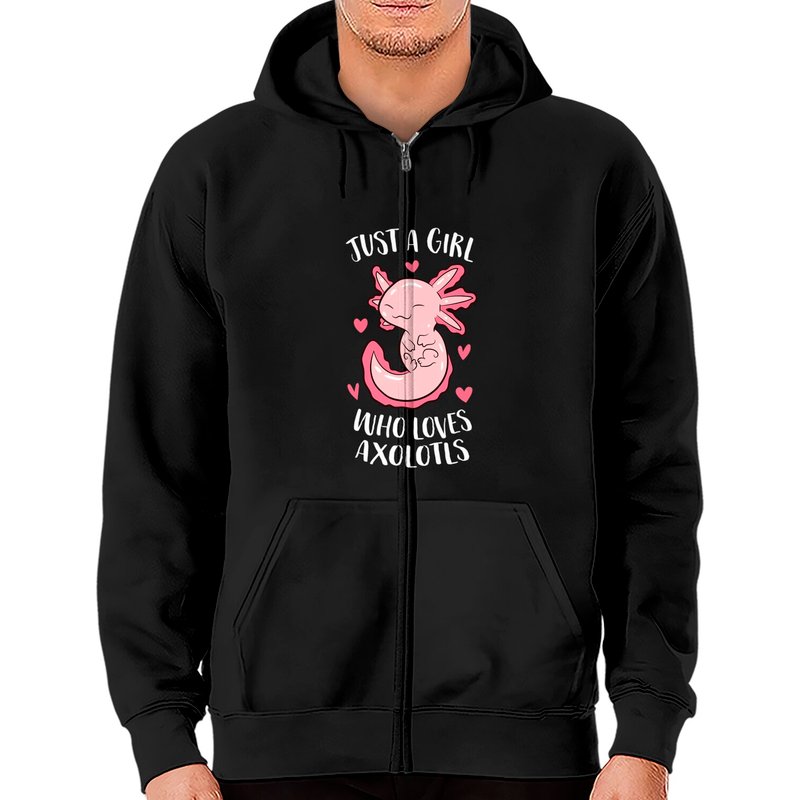 Juste Une Fille Qui Aime Les Axolotls Hoodie Zippé Unisexe — Sweats à capuche pour hommes
