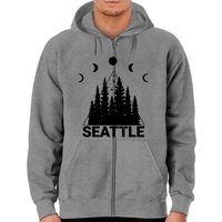 Hoodie zippé vintage nature forêt Seattle Washington — Sweats à capuche pour hommes