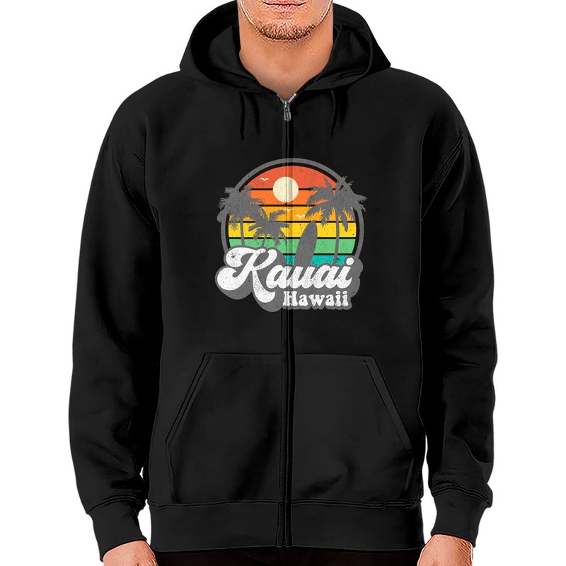 Haut à zip Vintage Kauai Beach Hawaii des années 70 pour unisexes — Sweats à capuche pour hommes