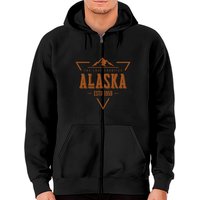 Hoodie zippé avec logo Denali Mountain Alaska The Last Frontier — Sweats à capuche pour hommes