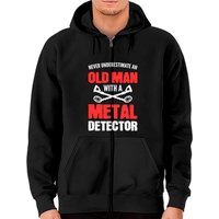Never Underestimate An Old Man Metal Detecting Zip Hoodie — Mens Hoodies