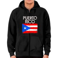 Vintage Puerto Rico Flag Zip Hoodie for Unisex