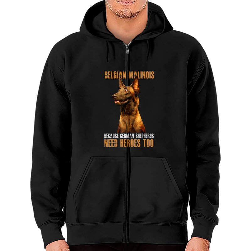 Hoodie zippé avec drapeau américain Malinois belge pour unisexe — Sweats à capuche pour hommes