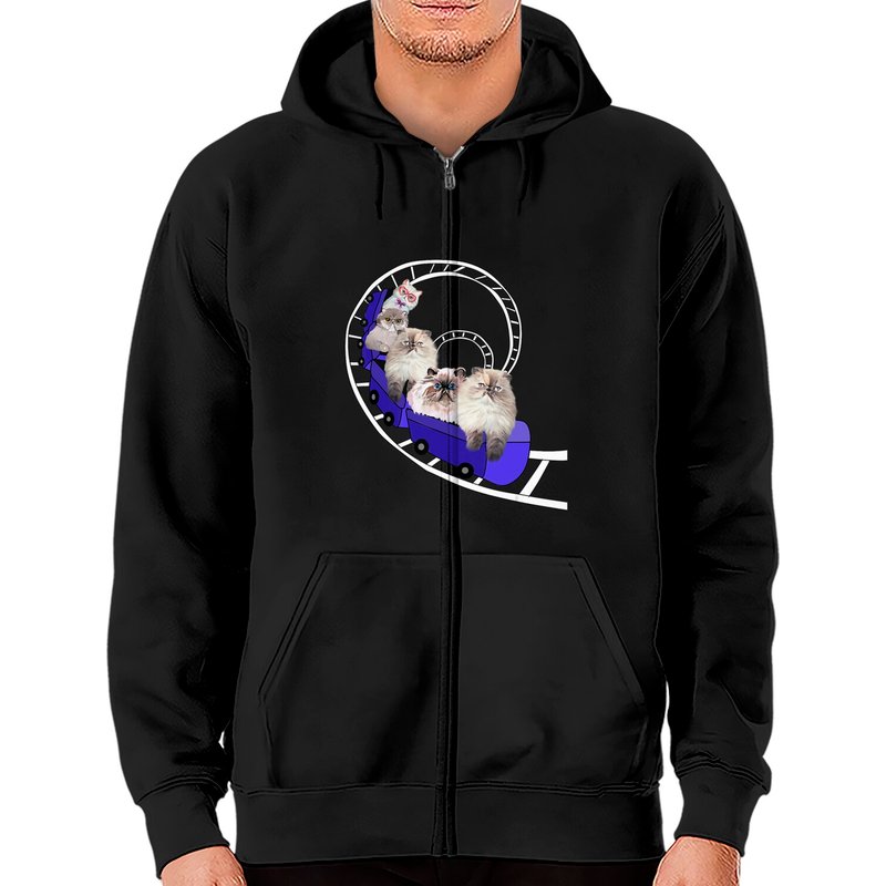 Haut à capuchon à fermeture éclair Roller Coaster pour amoureux des chats persans — Sweats à capuche pour hommes