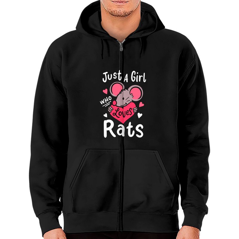Rat Just A Girl Who Loves Rats Hoodie Zippé — Sweats à capuche pour hommes