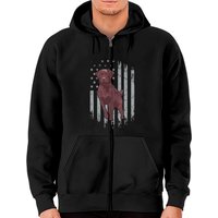Hoodie zippé Labrador Retriever brun avec drapeau américain