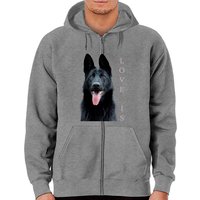 Haut à zip pour hommes avec un chien berger allemand noir — Sweats à capuche pour hommes