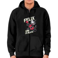 Haut à capuchon zippé Felix The Cat pour unisexe en noir — Sweats à capuche pour hommes
